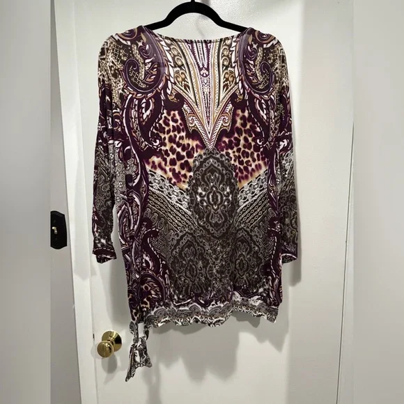 Chico's Purple and Brown Patterned Blouse - Picture 5 of 8